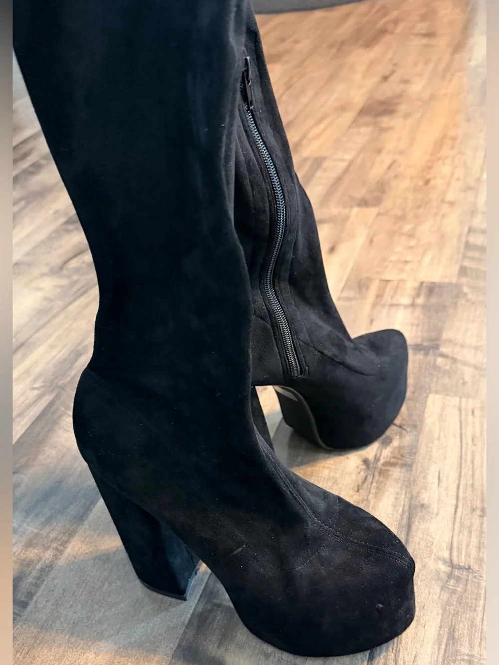 Suede over the knee platform boots